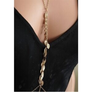Gold Leaf‎ Body Chain Jewelry Boho Festival Waist Harness Adjustable Necklace